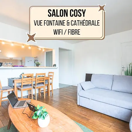Lys - Ideal Pour Familles & Amis - Hypercentre - Vue Fontaine Sube Et Cathedrale - Wifi - Machine A Laver - Gare, Cathedrale De Reims, Commerces, Restaurants & Transports En Commun Accessibles A Pied En Moins De 10 Minutes Appartement *